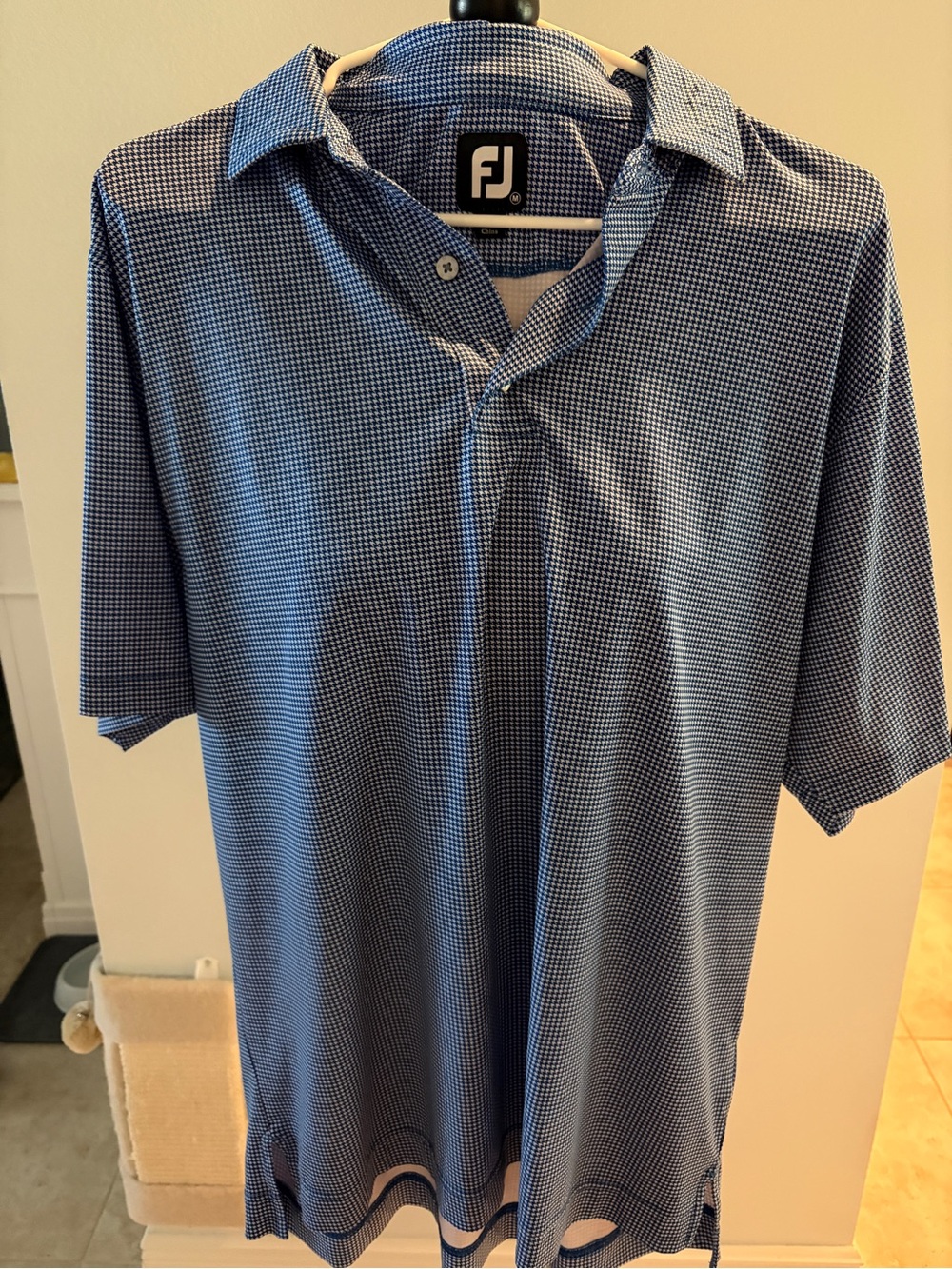 FootJoy Men's Blue Micro-Check Golf Polo